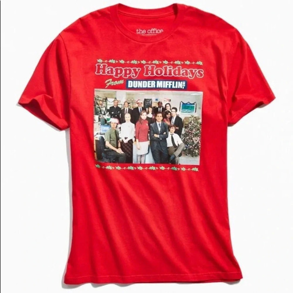 The Office Size Small Red “Happy Holidays” From the Dunder Mifflin Inc.Unisex - Picture 1 of 4